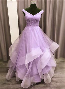 Picture of Lavender Tulle Sweetheart Layers Princess Long Party Dresses, Tulle Floor Length Prom Dresses
